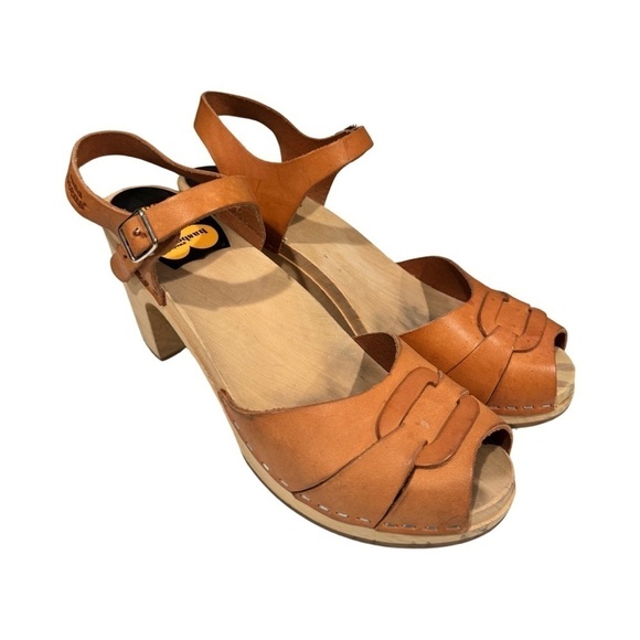 Swedish Hasbeens Toffel High Platform Peeptoe Shoes - Picture 1 of 11